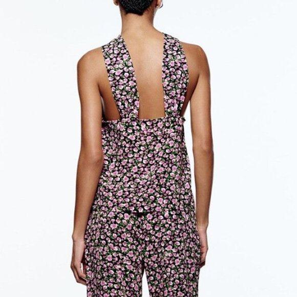 ZARA | Floral Halter Tank Top Blouse | Sz. XS - Picture 5 of 11